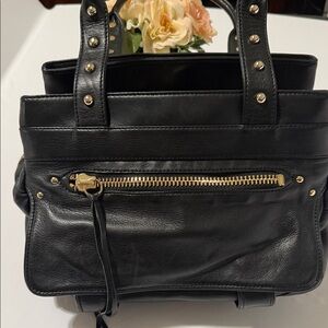 Botkier Black Leather Satchel with Gold Accents